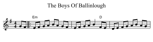 The Boys Of Ballinlough - staff notation