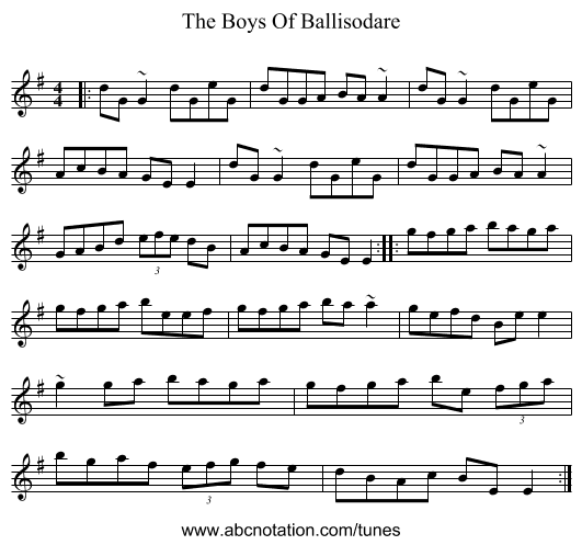 The Boys Of Ballisodare - staff notation