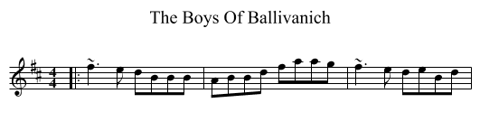 The Boys Of Ballivanich - staff notation
