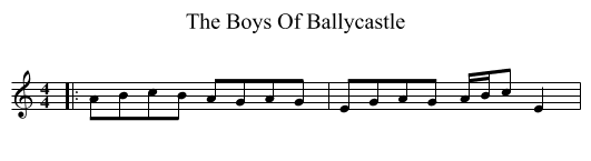 The Boys Of Ballycastle - staff notation