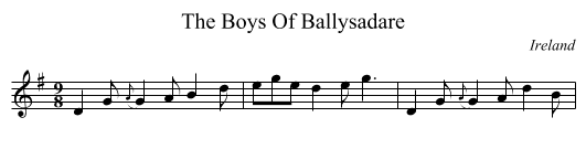 The Boys Of Ballysadare - staff notation