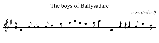 The boys of Ballysadare - staff notation