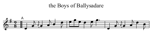 the Boys of Ballysadare - staff notation