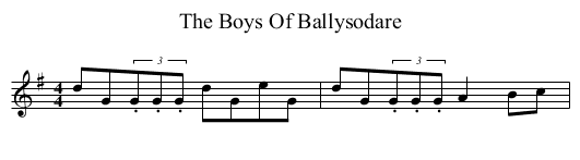 The Boys Of Ballysodare - staff notation