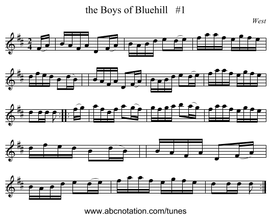 the Boys of Bluehill   #1 - staff notation