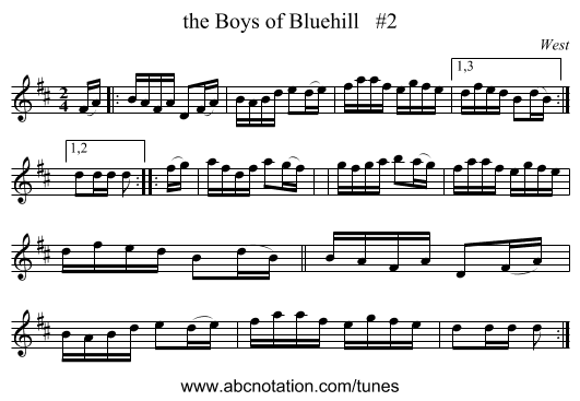 the Boys of Bluehill #2 - staff notation