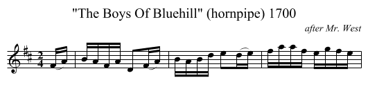 The Boys Of Bluehill (hornpipe) 1700 - staff notation