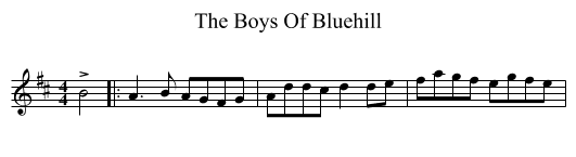 The Boys Of Bluehill - staff notation