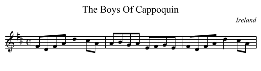 The Boys Of Cappoquin - staff notation