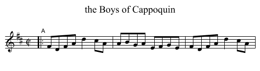the Boys of Cappoquin - staff notation