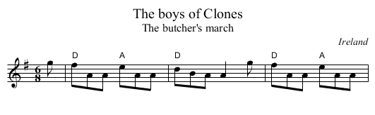 The boys of Clones - staff notation