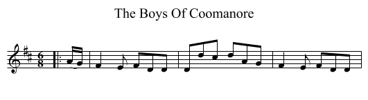 The Boys Of Coomanore - staff notation