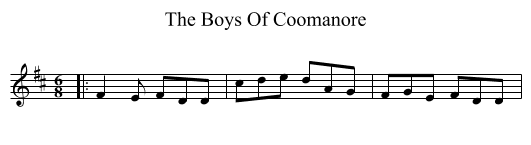 The Boys Of Coomanore - staff notation