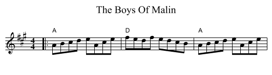 The Boys Of Malin - staff notation