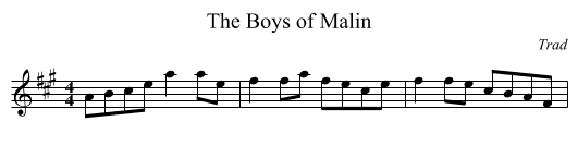 The Boys of Malin - staff notation