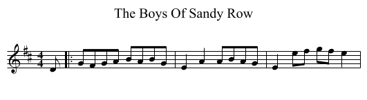 The Boys Of Sandy Row - staff notation