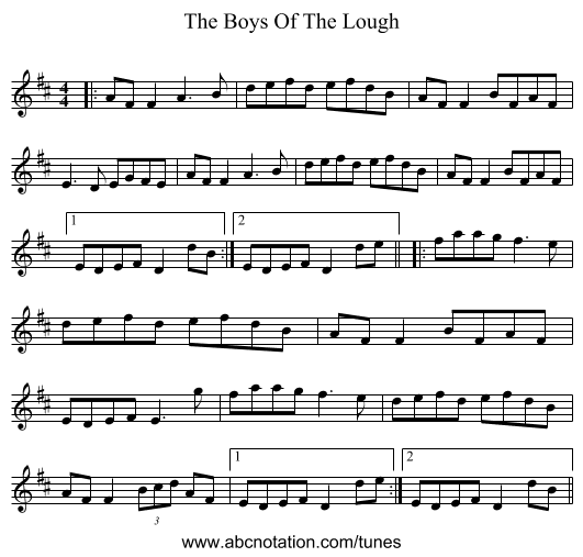 The Boys Of The Lough - staff notation