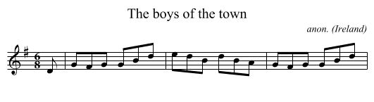 The boys of the town - staff notation