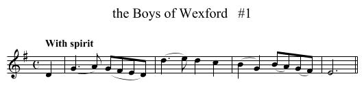 the Boys of Wexford   #1 - staff notation