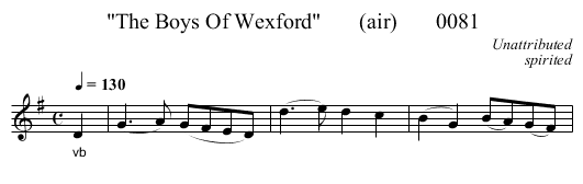 The Boys Of Wexford       (air)       0081 - staff notation