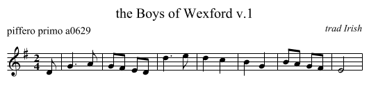 the Boys of Wexford v.1 - staff notation