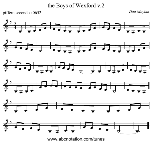 the Boys of Wexford v.2 - staff notation