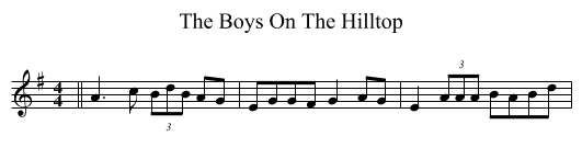 The Boys On The Hilltop - staff notation