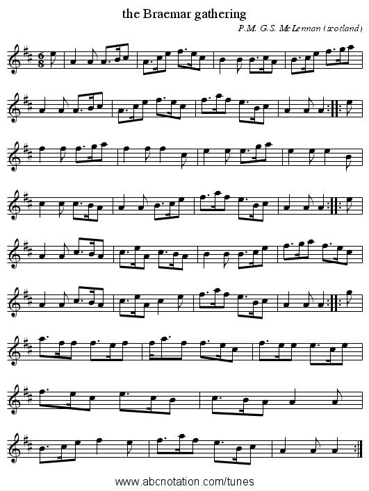 the Braemar gathering - staff notation
