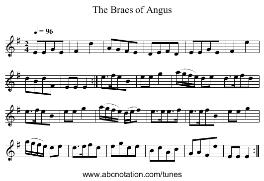 The Braes of Angus - staff notation