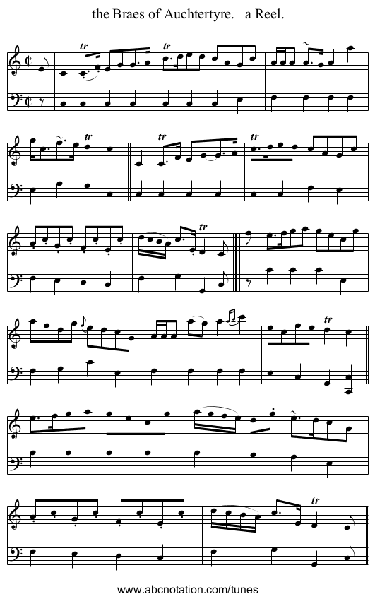 the Braes of Auchtertyre.   a Reel. - staff notation