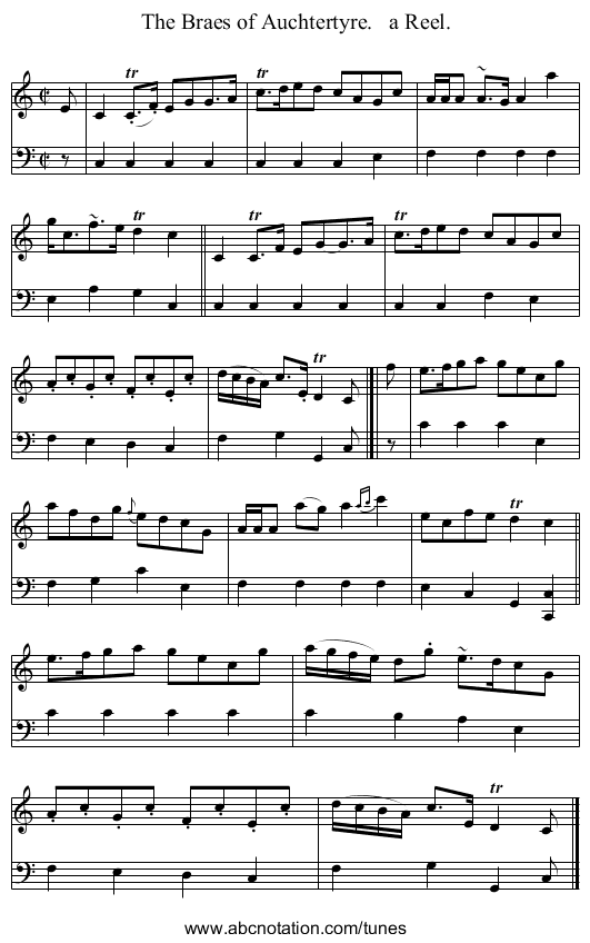 The Braes of Auchtertyre.   a Reel. - staff notation