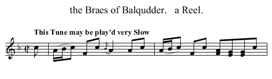 the Braes of Balqudder.   a Reel. - staff notation