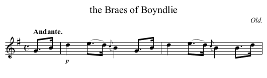 the Braes of Boyndlie - staff notation