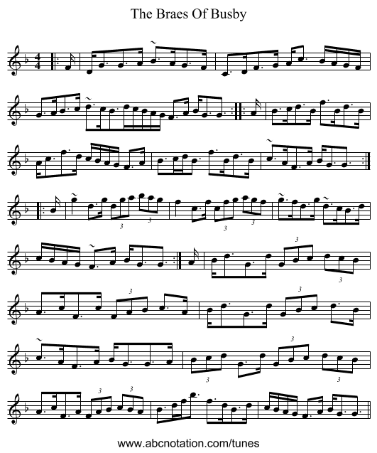 The Braes Of Busby - staff notation