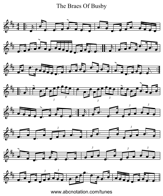 The Braes Of Busby - staff notation
