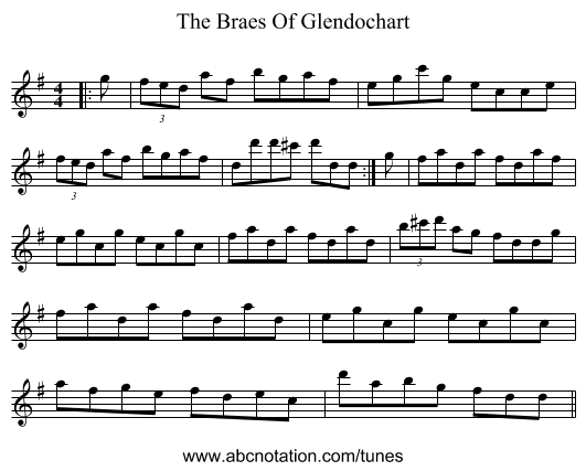 The Braes Of Glendochart - staff notation