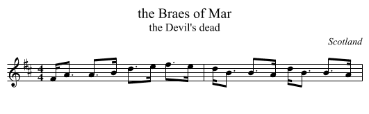 the Braes of Mar - staff notation