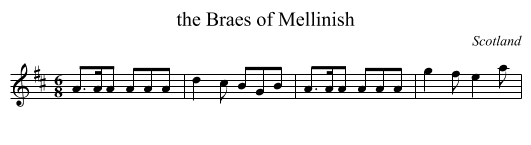 the Braes of Mellinish - staff notation