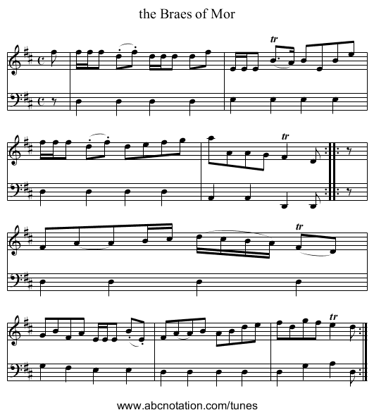 the Braes of Mor - staff notation