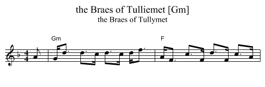 the Braes of Tulliemet [Gm] - staff notation