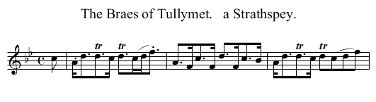 The Braes of Tullymet.   a Strathspey. - staff notation
