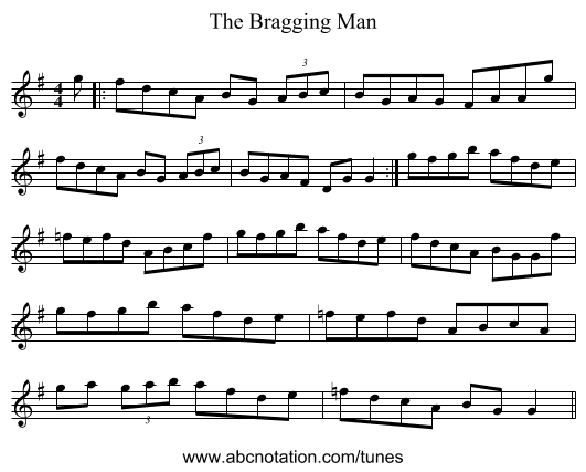 The Bragging Man - staff notation