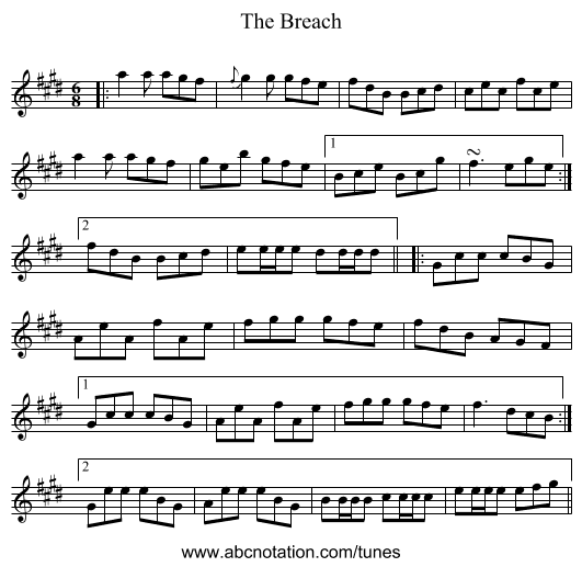 The Breach - staff notation