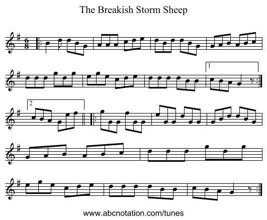 The Breakish Storm Sheep - staff notation