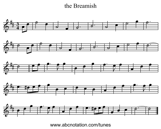 the Breamish - staff notation