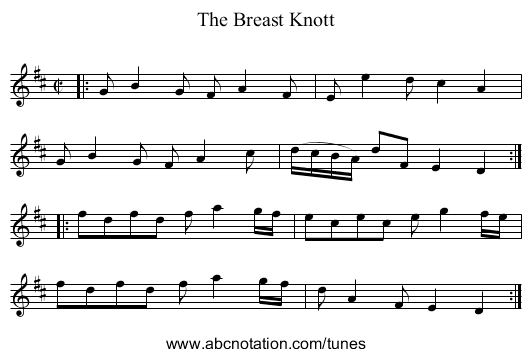 The Breast Knott - staff notation