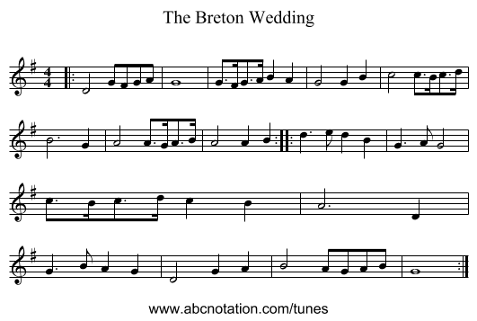 The Breton Wedding - staff notation