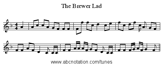 The Brewer Lad - staff notation