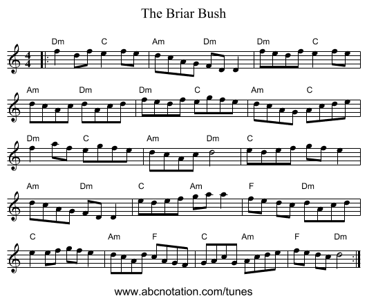 The Briar Bush - staff notation
