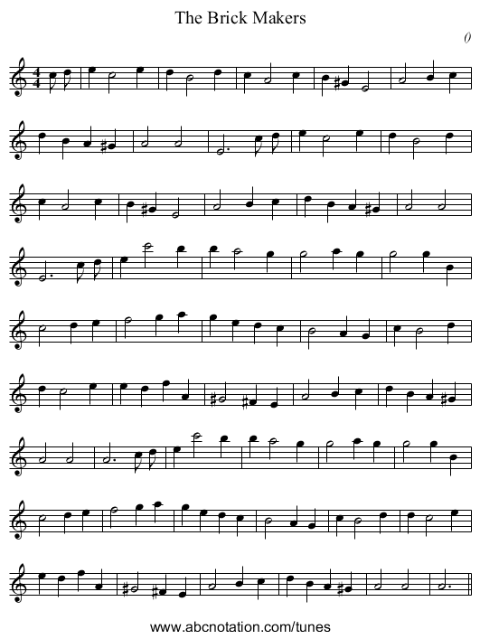 The Brick Makers - staff notation